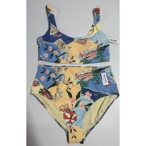 NWT Old Navy Bikini Set XL Bon Voyage Beach Cruise Swimsuit Removable Padding